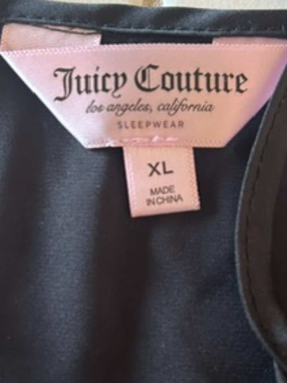 Juicy Couture Black Silky Sleep Tank Top XL Pajama Cami Y2K - Picture 2 of 2